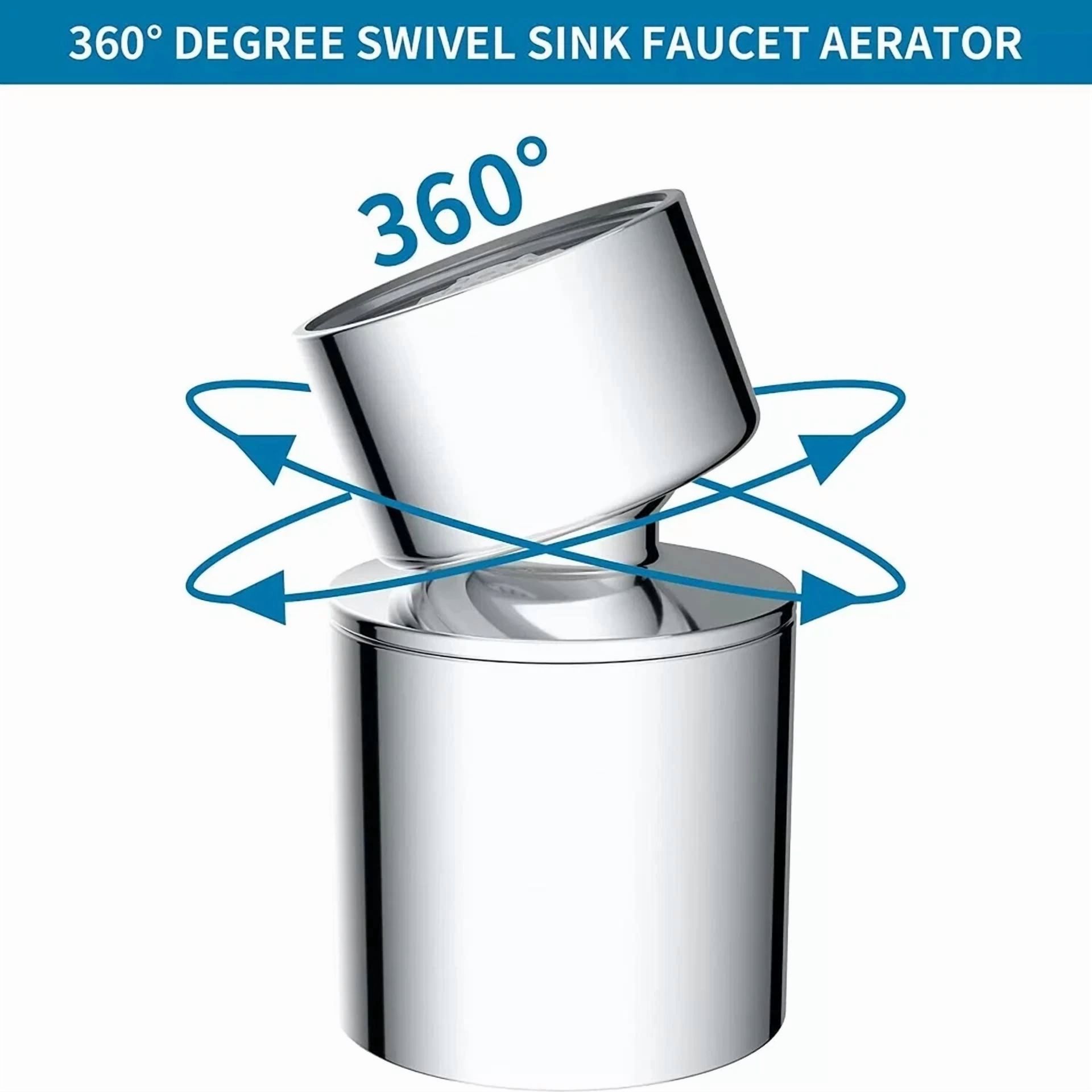 CRESTIN- Faucet Aerator,360° Swivel Kitchen Sink Aerator, 2-Flow Sprayer Stainless Steel
