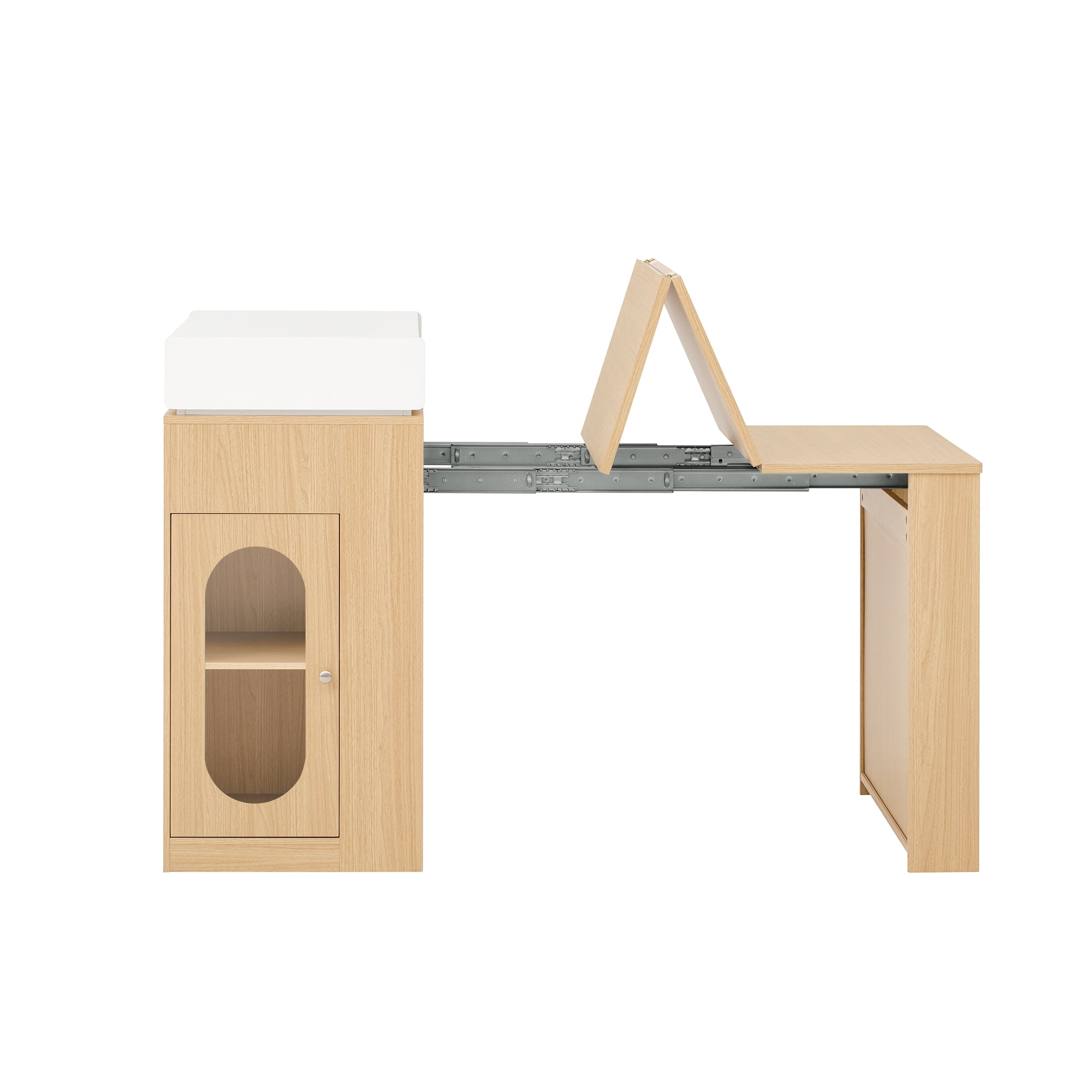 MODERNLUXE Extendable Dining Table with Folding Tabletop, Kitchen Island with Wheels,Hooks,Drawers and Power Outlet, Bar Table with Storage for Kitchen, Dining Room,Natural