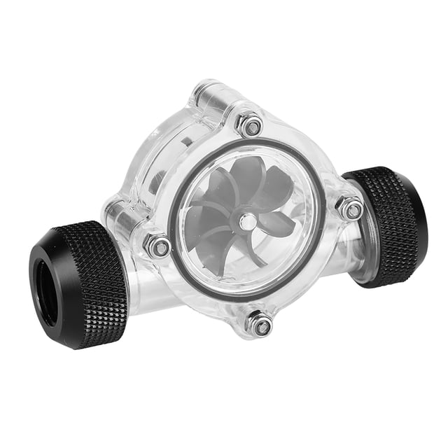 Indicador de medidor de flujo hembra a hembra con puerto de rosca G1/4" para refrigeración por agua de PC, 8 impulsores (negro)