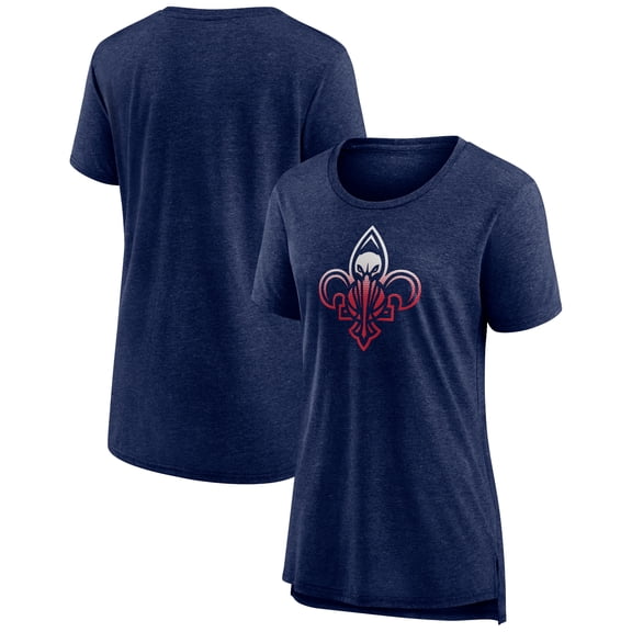 Women's Heather Navy New Orleans Pelicans Gradient Logo Tri-Blend T-Shirt
