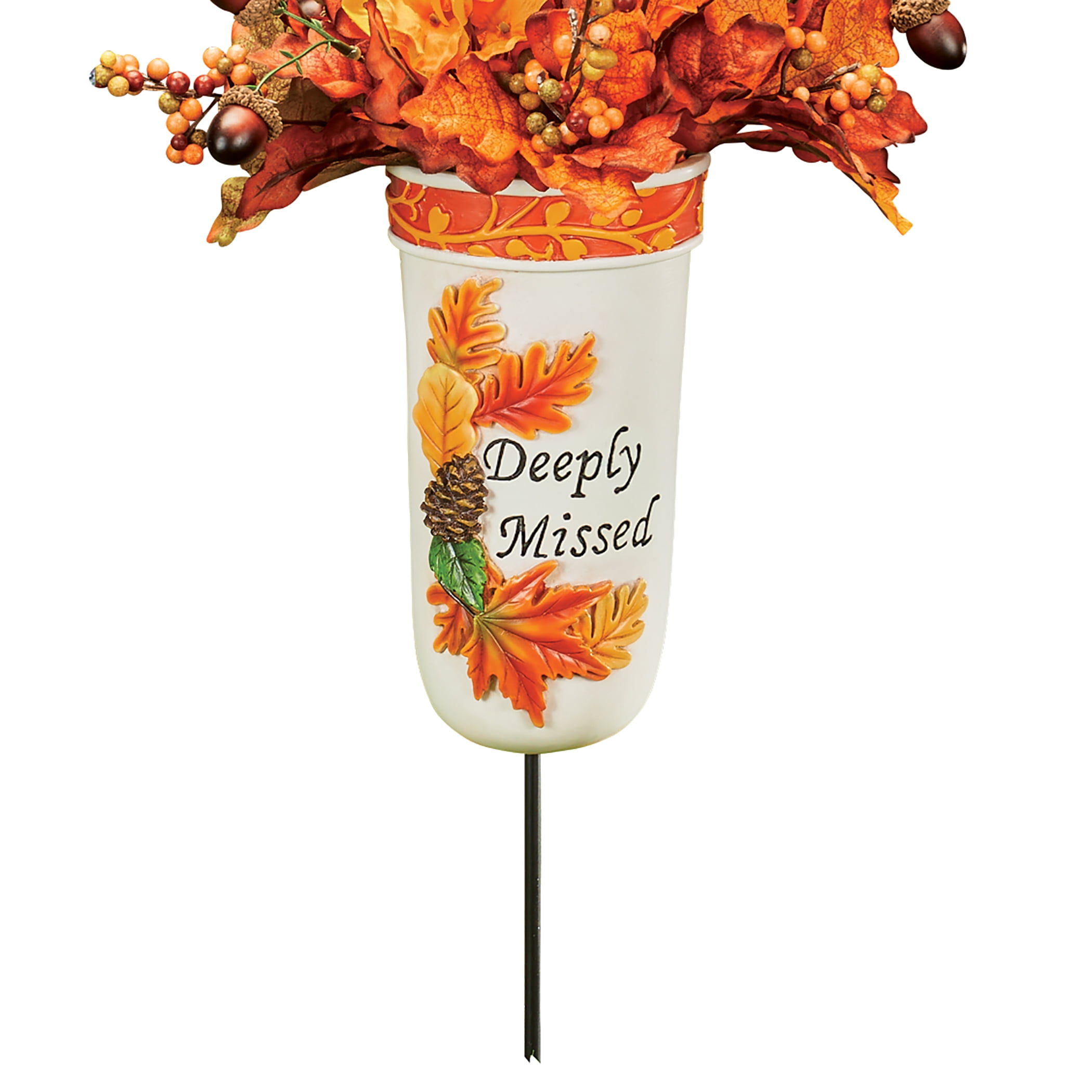 Collections Etc HandPainted Deeply Missed Memorial Vase Garden Stake