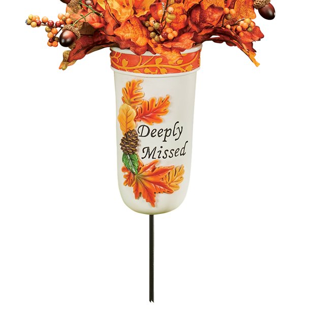 Collections Etc HandPainted Deeply Missed Memorial Vase Garden Stake