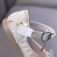 thumbnail image 4 of Owordtank Girls Mary Jane Dress Shoes Ballet Flat with Bow Pearl Rhinestones Shining Baby Girls Shoes, 4 of 8