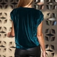 thumbnail image 5 of T-Shirt for Women Crewneck Cap Sleeve Vintage Loose Fit Velvet Texture Fabric Soft Stretchy Streetwear Casual Luxury Feel Summer Fall Fashion Tops, 5 of 8