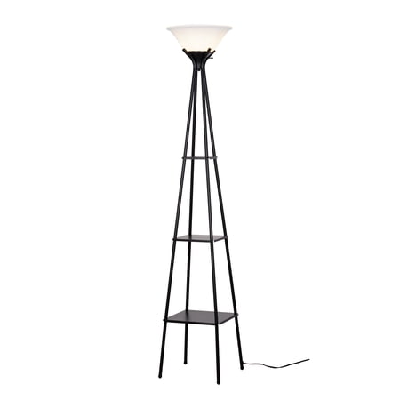 MAINSTAYS CHARCOAL FINISH METAL ETAGERE FLOOR LAMP WITH SHELVES