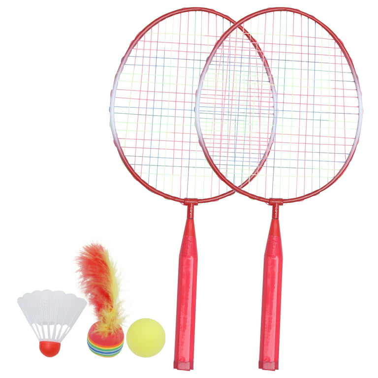Hemoton 1 Set Colored Badminton Racket Beginner Training Outdoor Sports  Leisure Toys Badminton Set for Kids Children Playing (Pink)
