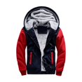 thumbnail image 1 of Men's Zip Up Hoodie Heavyweight Winter Sweatshirt Fleece Sherpa Lined Warm Jacket,Raglan Red, XL, 1 of 5