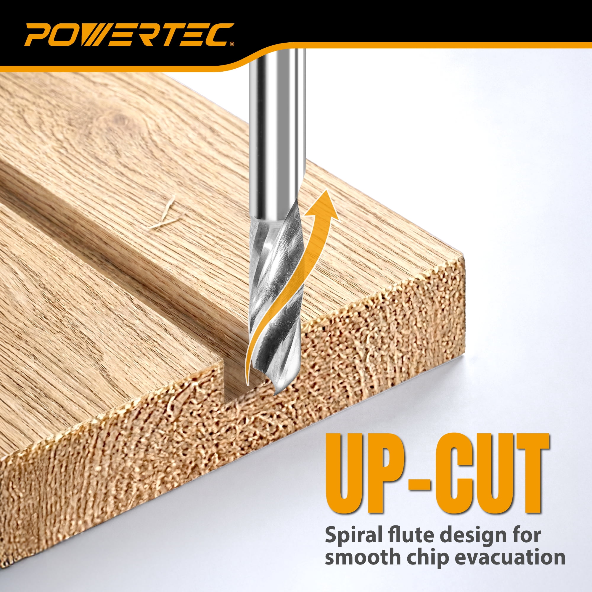 POWERTEC 4PK CNC Aluminum Cutting End Mill – 4mm Single Flute Carbide Bit, 12mm Cut Length, 4mm Shank, High Chip Evacuation Router Bit for Soft Metals, Wood & Plastics (73072)