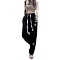 thumbnail image 2 of Women Streetwear Sweatpants Drawstring Elastic Waist Loose Wide Leg Joggers Y2k Star Print Pants Harajuku Trousers, 2 of 5