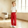 thumbnail image 5 of CONROSES Kids Boys Casual Pants Wide Leg Baggy Pant for Child Solid Elastic Waist Cozy Fall Winter Jogger Trousers with Pockets, 5 of 8