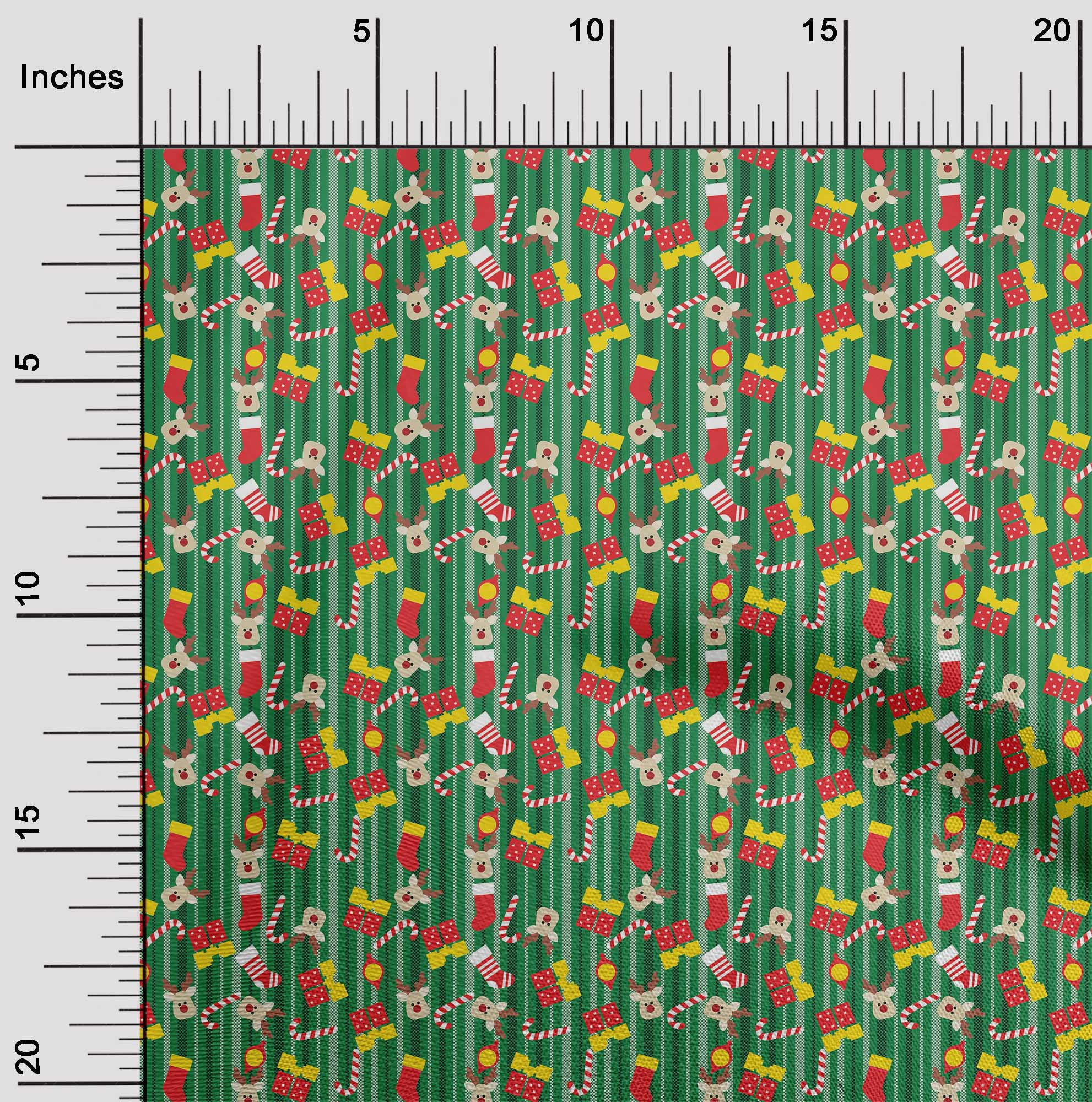 oneOone Cotton Silk Green Fabric Merry Christmas Sewing Material Print Fabric By The Yard 42 Inch Wide-6EO