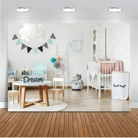 Image of Dreamy Kids Child Room Background For Photography Nursery Table Chair Bed Portrait Shoot Photo Backdrop For Photo Studio