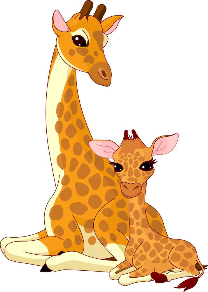 Wallmonkeys Giraffe Mother & Baby Wall Decal - Peel And Stick Wall Graphic, 48" H X 47" W