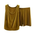 thumbnail image 3 of QATAINLAV Pajama Set for Women Soft Lounge Shorts & Tank Tops Loose Casual Sleeveless Sleepwear 2 Piece Outfits, Yellow, XXL, 3 of 8