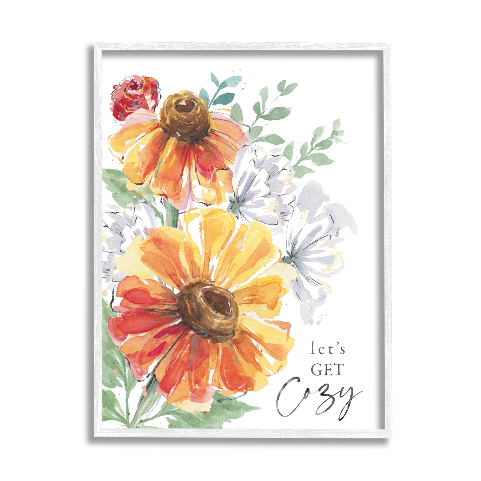Stupell Industries Let's Get Cozy Diversified Spring Daisy Rose Arrangement,16 x 20, Design by Courtney Morgenstern
