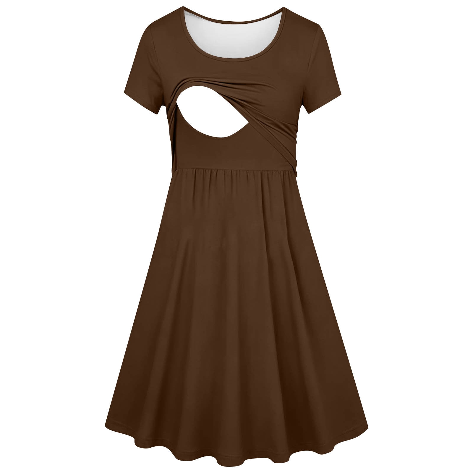 brown nursing dress Women Casual Short Sleeve Maternity Dress, Loose Summer Breastfeeding 3/4 flounce sleeves Moving up ceremony dress Dreamy Dusty Sage One Size:38 inch