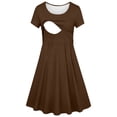 thumbnail image 4 of Efsteb Women's Maternity Dress Short Sleeve A-Line Casual Breastfeeding Dress Solid Color Nursing Dresses for Daily Wear ,Coffee,L, 4 of 4