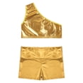 thumbnail image 3 of MSemis Girls Metallic 2Pcs Ballet Dance Outfit Gymnastics Crop Top Shorts Set,Sizes 5-10 Gold 7-8, 3 of 5