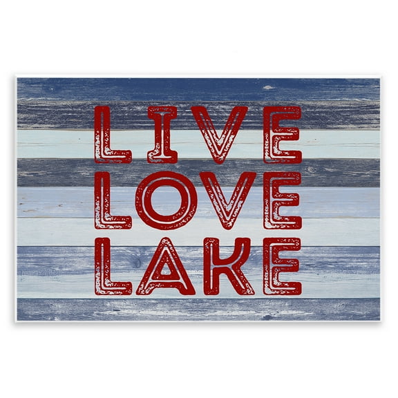 Stupell Industries Live Love Lake Striped Nautical & Beach Painting Unframed Art Print Wall Art, 15 x 10