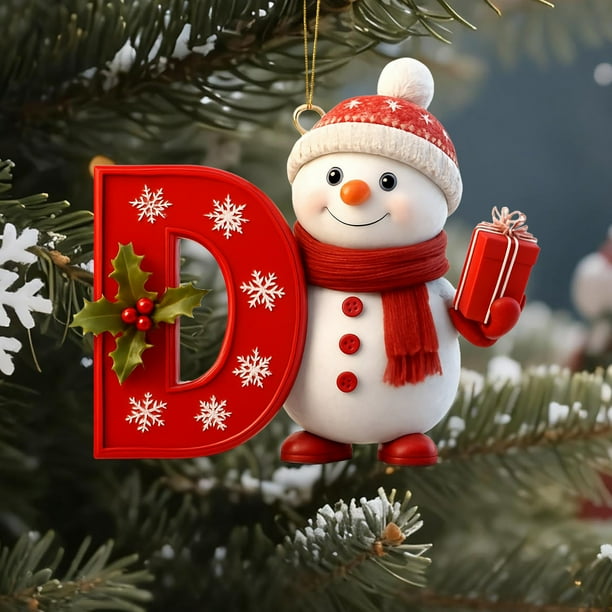Adornos navideños de 26 letras | Colgantes acrílicos con símbolos navideños | Adornos colgantes bidimensionales de 8 cm para el árbol de Navidad y el hogar