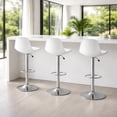 thumbnail image 2 of Sillas para Bar y Barra de Cocina con Respaldo y Reposapies de Altura Ajustable Banco Taburete Giratorio con Asiento Acolchado de Diseño Moderno Set 3 Piezas Blanco, 2 of 6