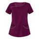 thumbnail image 3 of ICHUANYI Clearance Fashion Woman Short Sleeve V-Neck Solid Blouse Causal Pullover Pockets Tops(Purple, L) ICHUANYI WER2023080809469, 3 of 4