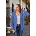 thumbnail image 5 of Women's Long Sleeve Cable Knit Sweater Open Front Cardigan Button Loose Outerwear, 5 of 6