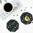 thumbnail image 5 of Pofeuu Geometric 1980s Styled Print Leather Coasters Set of 6, Round Cups Mugs Mat Pad for Home Kitchen Heat Resistant Drink Coasters,Octagon, 5 of 7