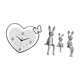 thumbnail image 5 of Reloj de pared de corazón de acrílico y conjunto de figuras de familia de conejos, diseño decorativo creativo para sala de estudio, cafetería, escrito, 5 of 8