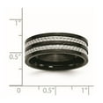 thumbnail image 2 of Stainless Steel 8mm Black Plated With Grey Carbon Fiber Inlay Polished Band Ring Size 10.5 Ring for Women and Men, 2 of 2
