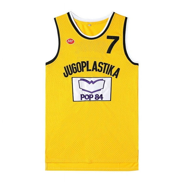 Movie version yellow basketball jersey No.7 Croatia JUGOPLASTIKA 7 KUKOC  embroidery outdoor  quick-drying breathable sportswear