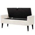 thumbnail image 6 of Armed Indoor Storage Bench With 2 Round Pillows, 47 inches Ottoman with Storage, Velvet Bench Safety Hinge Ottoman Armrest, Large Storage Bench,for Bedroom Living Room Porch Entryway,White, 6 of 9
