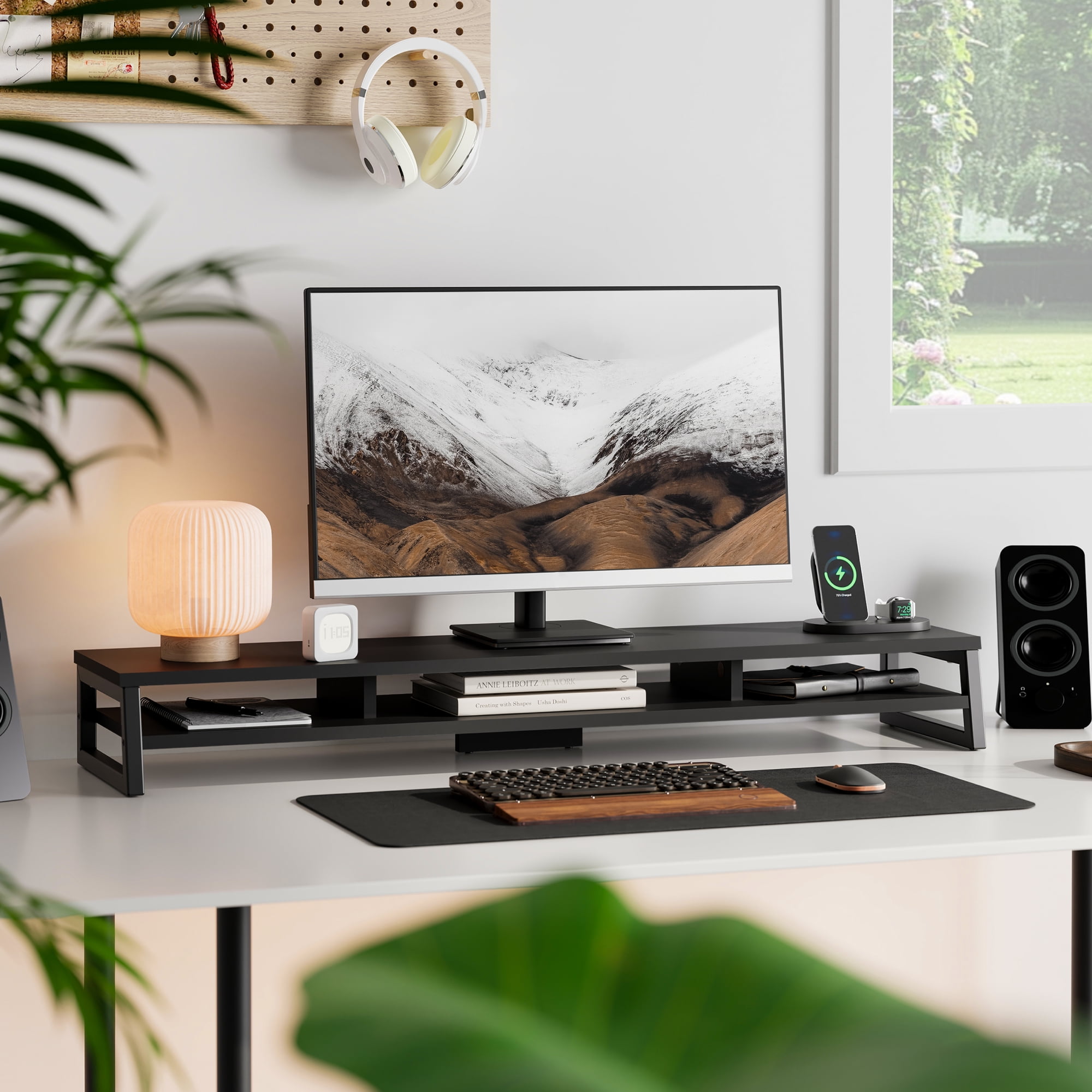 Fenge Dual Monitor Stand Riser for Desk, 42.5in Large Monitor Stands for 2 Monitors
