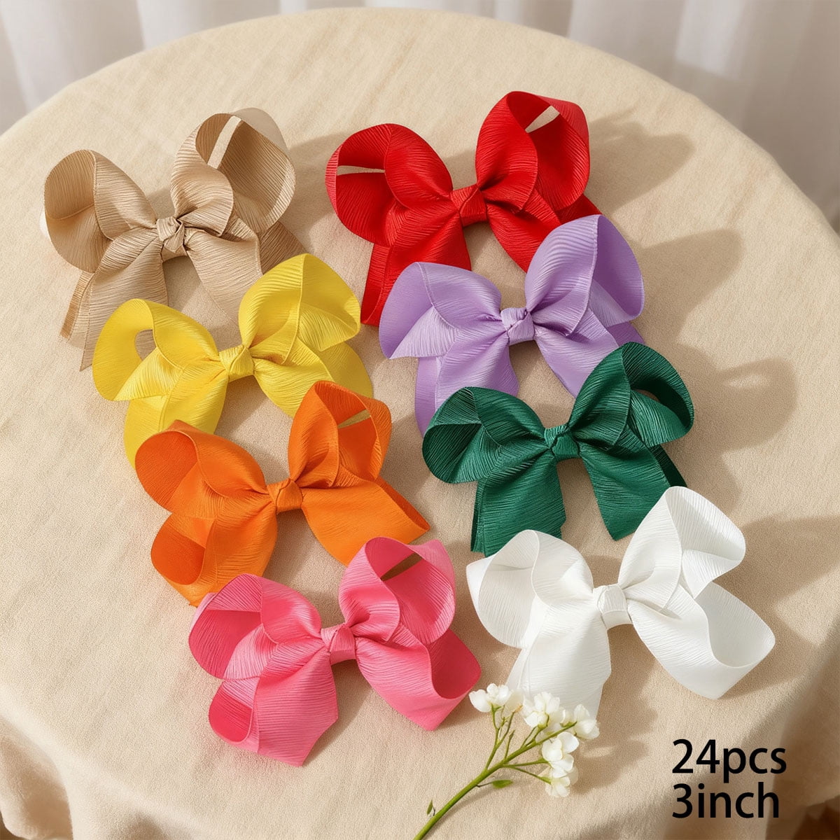 JoyBowie 24pcs 3inch Multi-Color Ribbon Hair Bows for Girls Daily Party School Hairstyling