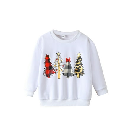 

Seyurigaoka Christmas Unisex Kids Sweatshirt Santa/Christmas Tree Crewneck Pullover