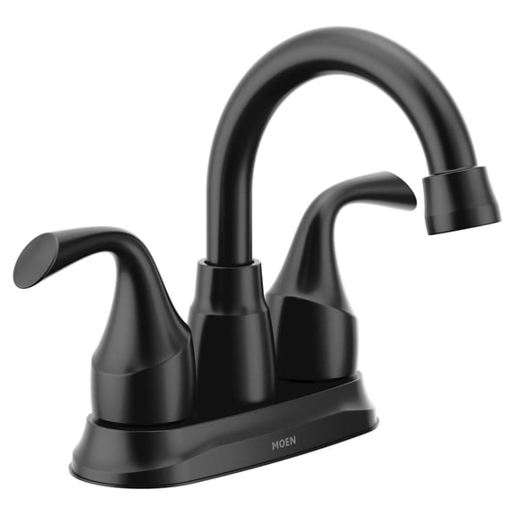 Moen Idora Matte Black Two-Handle Centerset Bathroom Sink Faucet with Drain Assembly