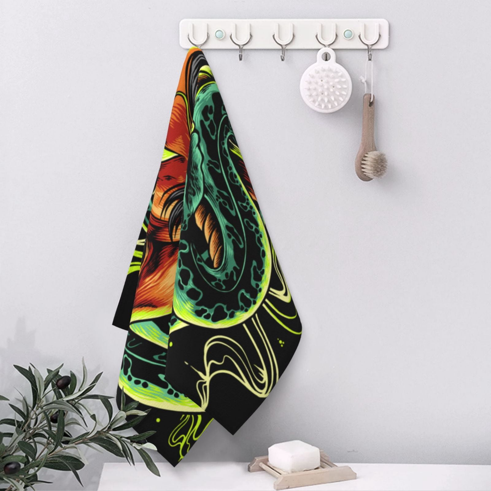 Devil Snake Demon Japanese 27.5" x 16" Ultra Soft Hand Towel, Face Wash Cloth for Bathroom, Gym, Travel, Pool