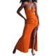thumbnail image 1 of Txlixc Vestido largo ahuecado para mujer, sin mangas, de color sólido, de corte bajo, fruncido, de una pieza, vestido ajustado sin espalda con abertura alta Txlixc Moda, 1 of 9