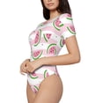 thumbnail image 2 of Daiia Watermelon print Women's Crew Neck Short Sleeve Bodysuit Fashion Tops Fit Casual Basic Extender Bodysuit-XX-Large, 2 of 9