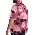 thumbnail image 3 of Pink Monkey Gorilla Men's Short Sleeve Printed Poplin Shirt with Spread Collar Tops - Casual Button Down Summer Beach Shirt for Men and Women, 3 of 6