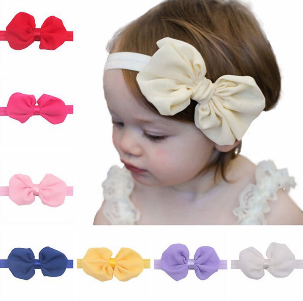 12Pcs Cute Kids Girl Baby Chiffon Toddler Flower Bow Headband Hair Band Headwear