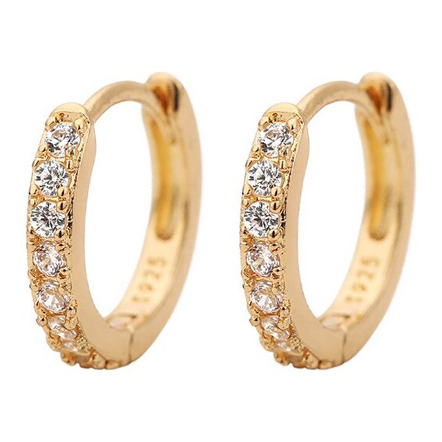 Charm Small Huggie Hoops Pendientes para mujer Cartílago Dainty Rainbow Cubic Zirconia Silver Color Ear Rings Fashion Party Jewelry Tan Jianjun unisex