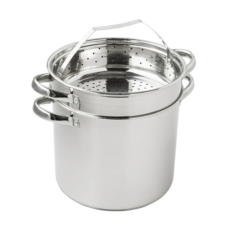 Mainstays Stainless Steel Multi-Cooker with Glass Lid - 8 qt