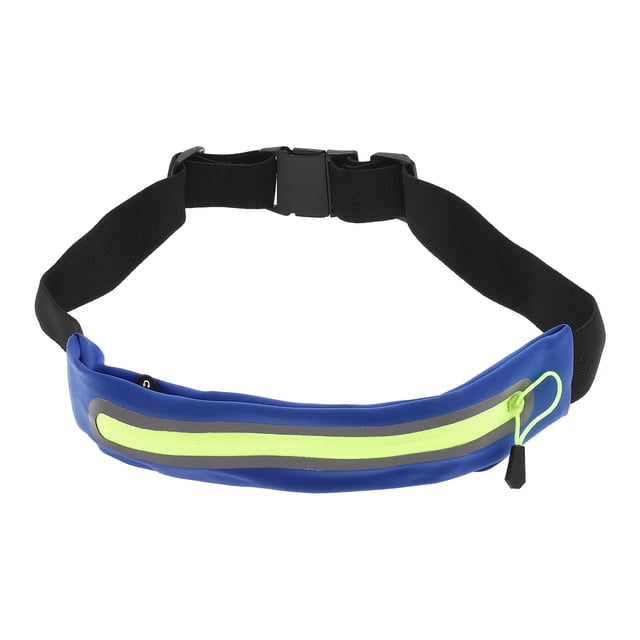Unique Bargains 1 Pc Cinturón de correr de un solo bolsillo para senderismo, gimnasio, poliéster, azul, verde