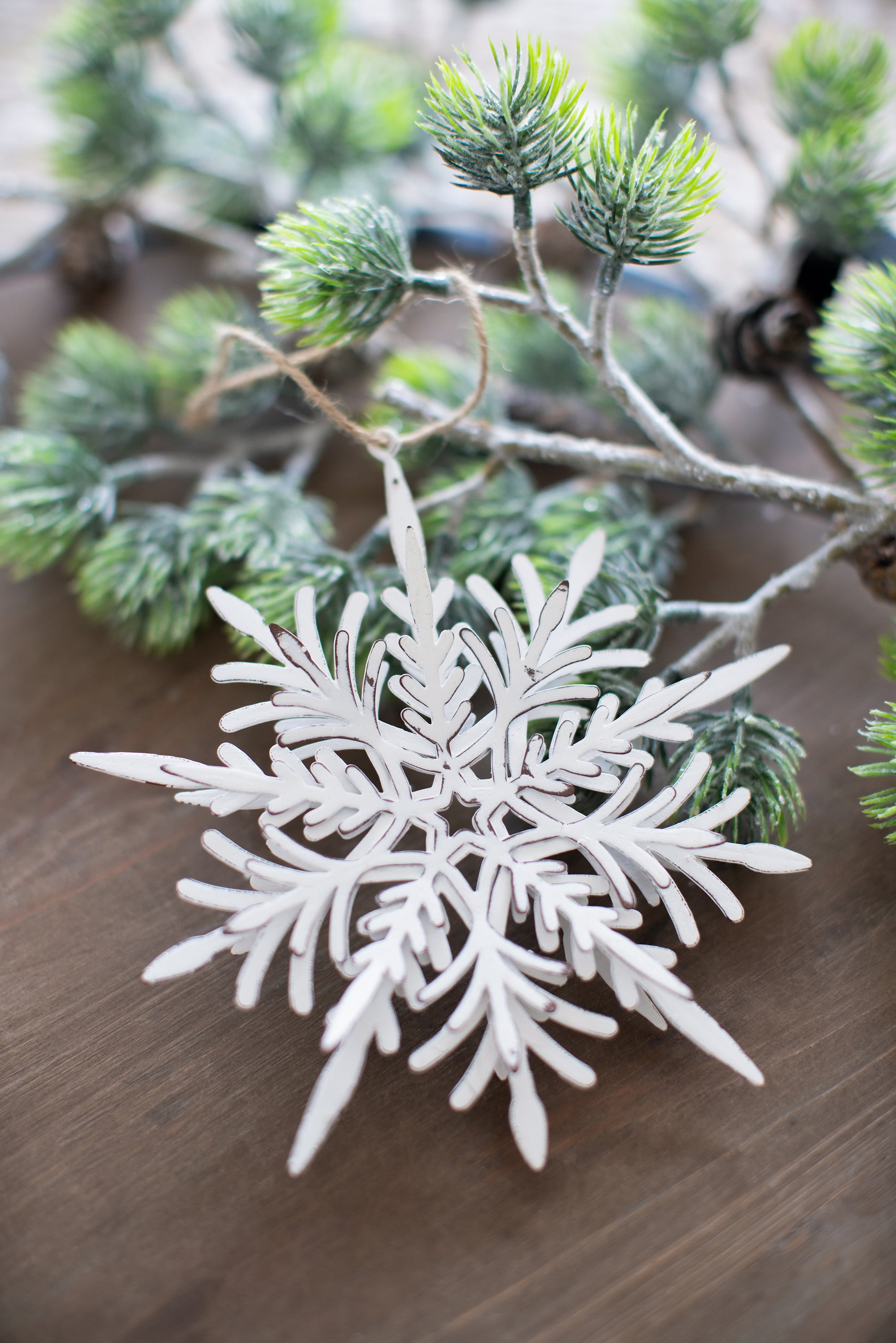 Iron Snowflake Ornament with Weathered Finish Hanging Christmas Tree Decor Gift Stocking Stuffer