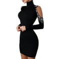 thumbnail image 4 of LilyLLL Womens Evening Party Clubwear Cold Shoulder High Waist Rhinestone Mini Dress, 4 of 4