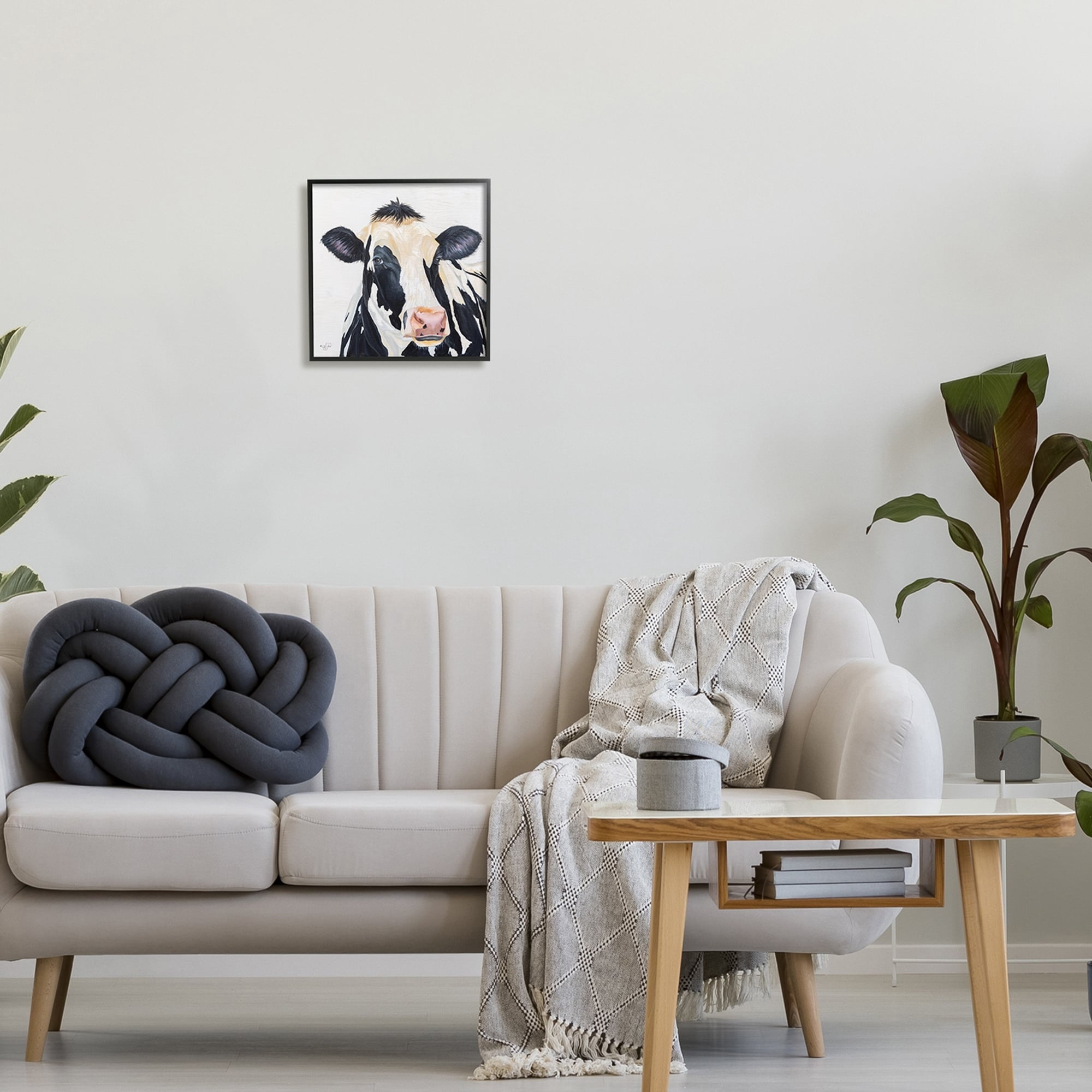 Stupell Industries Farm Cow Cattle Closeup Country Animal Portrait Framed Wall Art, 17 x 17, Design by Diane Fifer