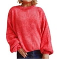 thumbnail image 2 of POROPL Sweaters for Women Trendy Lantern Sleeve Crew Neck Sweater Casual Knitted Size S-L, 2 of 6