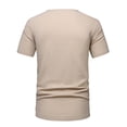 thumbnail image 7 of IYTR Mens Linen Shirts Short Sleeve Summer T Shirts Comfy Button-Up Round Neck Leisure Running Athletic Shirts Casual Solid Color Khaki S, 7 of 7