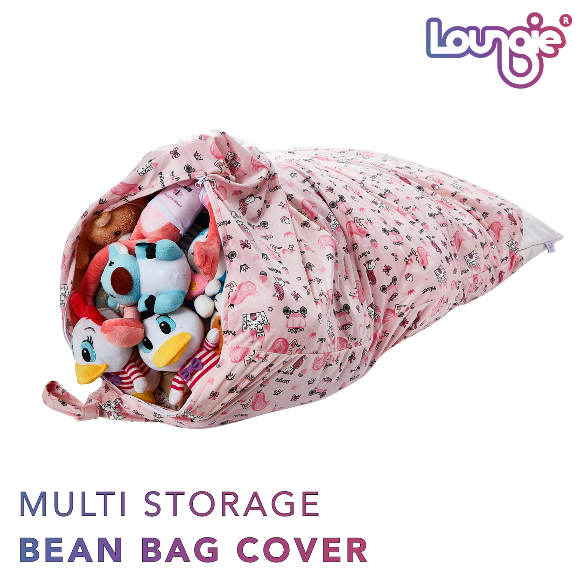 Loungie Princess Pink Bean Bag Covers Microfiber 32 in. x 32 in.